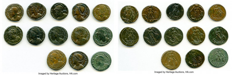 ANCIENT LOTS. Roman Imperial. AD 4th century. Lot of thirteen (13) AE3 or BI num...