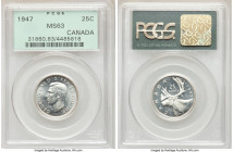 George VI 25 Cents 1947 MS63 PCGS, Royal Canadian mint, KM35. Untoned with Semi-Prooflike fields. 

HID09801242017

© 2020 Heritage Auctions | All...