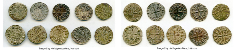 Principality of Antioch 10-Piece Lot of Uncertified Bohemond Era "Helmet" Denier...