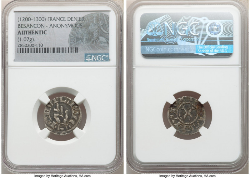 Besançon. Anonymous 4-Piece Lot of Certified Deniers ND (1200-1300) Authentic NG...