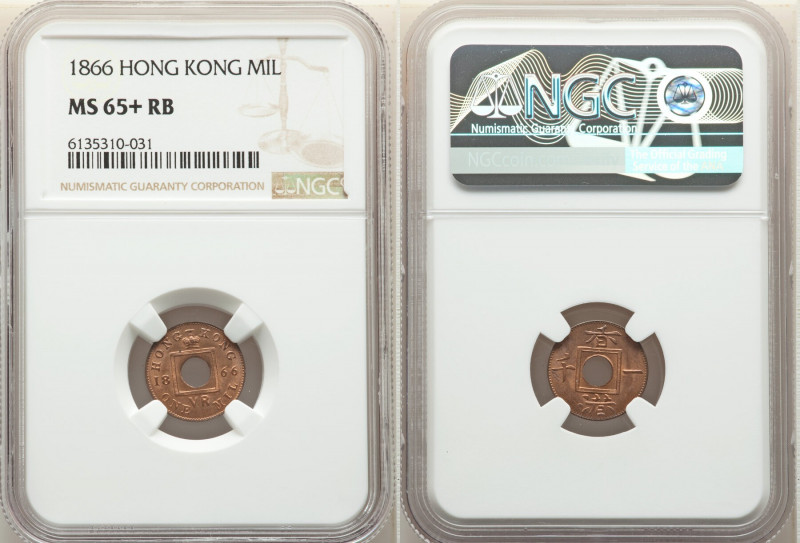 British Colony. Victoria Mil 1866 MS65+ Red and Brown NGC, KM3. One year type. ...