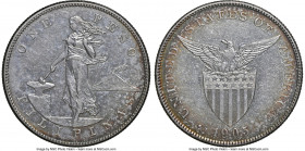 USA Administration Peso 1905-S AU Details (Cleaned) NGC, San Francisco, KM168. Curved serif on "1". Attractively detailed even post-circulation, with ...