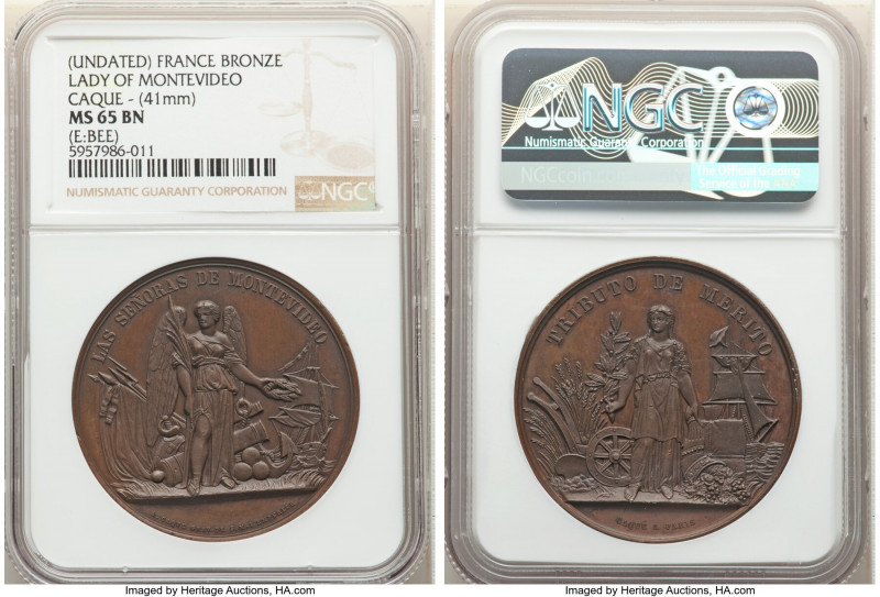 "The Ladies of Montevideo" bronze Medal ND (1860-1879) MS65 Brown NGC, Fonrobert...