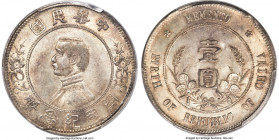 Republic Sun Yat-sen "Upper Five-Pointed Stars/No Dot Below Ear" Memento Dollar ND (1927) MS63 PCGS, KM-Y318.1 var. (1912; dot below ear), L&M-48 (192...
