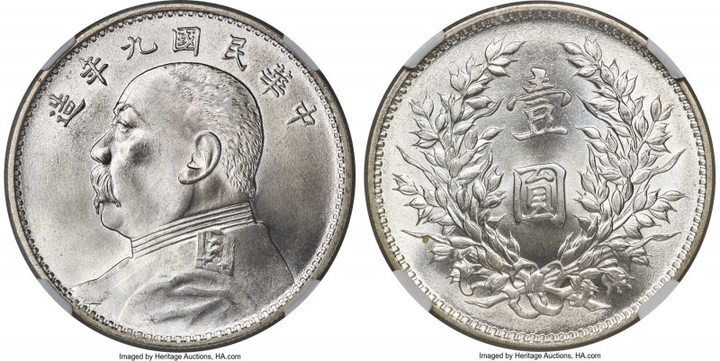 Republic Yuan Shih-kai Dollar Year 9 (1920) MS67+ NGC, KM-Y329.6, L&M-77, Kann-6...