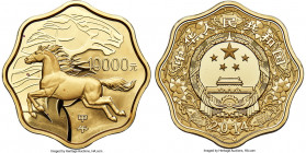 People's Republic gold Proof Scalloped "Year of the Horse" 10000 Yuan (1 Kilo) 2014, Shenzhen mint, KM-Unl., CC-1950. 100mm. Mintage: 118. Lunar serie...