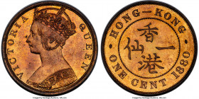 British Colony. Victoria Proof Cent 1880 PR65 Red and Brown PCGS, Heaton mint, KM4.3, Prid-173A, Sweeny-HK2. An engaging representative of the ever-po...