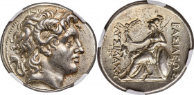 THRACIAN KINGDOM. Lysimachus (305-281 BC). AR tetradrachm (30mm, 17.01 gm, 1h). NGC Choice XF 5/5 - 3/5, Fine Style. Smyrna, ca. 287-282 BC. Diademed ...