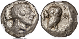 ATTICA. Athens. Ca. 510/500-480 BC. AR tetradrachm (22mm, 17.06 gm, 2h). NGC VF 5/5 - 3/5. Head of Athena right, hair in straight braids along brow li...