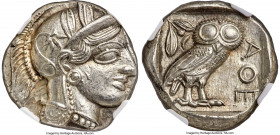 ATTICA. Athens. Ca. 440-404 BC. AR tetradrachm (24mm, 17.23 gm, 9h). NGC MS 5/5 - 4/5. Mid-mass coinage issue. Head of Athena right, wearing earring, ...