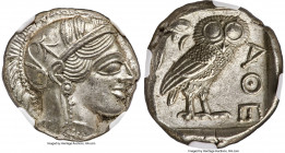 ATTICA. Athens. Ca. 440-404 BC. AR tetradrachm (24mm, 17.22 gm, 7h). NGC MS 5/5 - 4/5. Mid-mass coinage issue. Head of Athena right, wearing earring, ...