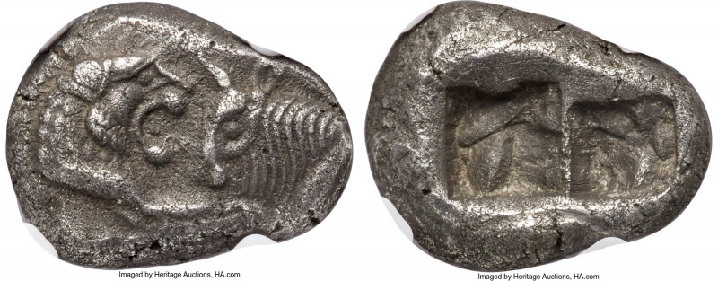 LYDIAN KINGDOM. Croesus (561-546 BC). AR half-stater or siglos (16mm, 5.28 gm). ...