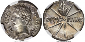 Augustus (27 BC-AD 14). AR denarius (19mm, 3.56 gm, 5h). NGC Choice XF 5/5 - 3/5, brushed. Spain, Caesaraugusta (?), 19-18 BC. CAESAR-AVGVSTVS, head o...