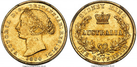 Victoria gold Sovereign 1864-SYDNEY MS62 PCGS, Sydney mint, KM4, Fr-10. A quality example of an issue that, relatively speaking, is not often encounte...