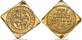 Salzburg. Georg von Küenburg gold Restrike Klippe 1/4 Taler ND MS68 NGC, cf. Probszt-691 (in silver). 8.72gm. Anton Koppenwallner issue. An intriguing...