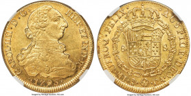 Charles IV gold 8 Escudos 1795 So-DA MS61 NGC, Santiago mint, KM54, Cal-1760. Though a weak obverse strike represents the norm for this issue, the rev...