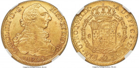 Charles IV gold 8 Escudos 1798 So-DA MS62+ NGC, Santiago mint, KM54, Cal-1764. Of indisputably superior quality for the issue, and the sole-finest exa...