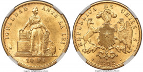 Republic gold 10 Pesos 1872-So MS63 NGC, Santiago mint, KM145, Fr-45. Glowing and choice, the surfaces devoid of any singularly significant instances ...