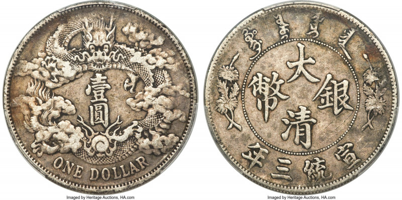 Hsüan-t'ung Dollar Year 3 (1911) VF35 PCGS, Tientsin mint, KM-Y31, L&M-37, Kann-...