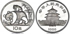 People's Republic silver Proof Panda 10 Yuan 1985 PR69 Deep Cameo PCGS, Shanghai mint, KM114, PAN-27A, CC-80. A scarce early date witnessed on the cus...