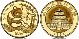 People's Republic 5-Piece Certified gold Proof Panda Set 1994-P, 1) gold 5 Yuan - PAN-225A 2) gold 10 Yuan - PAN-224A 3) gold 25 Yuan - PAN-223A 4) bi...