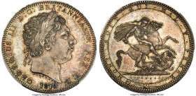 George III Crown 1819 MS64+ PCGS, KM675, S-3787. LIX edge. A gently patinated conditional survivor fielding elegant glassy luster under a veil of silv...