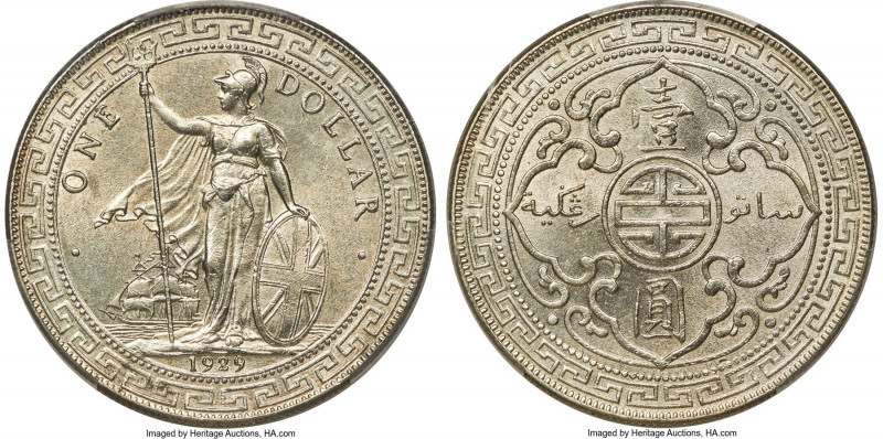 George V Trade Dollar 1929/1-B MS63 PCGS, Bombay mint, KM-T5, Prid-26. Glowing a...