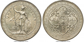 George V Trade Dollar 1929/1-B MS63 PCGS, Bombay mint, KM-T5, Prid-26. Glowing and choice, with a sharp strike producing a forceful image of Britannia...