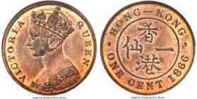 British Colony. Victoria Proof Cent 1866 PR65 Red and Brown NGC, KM4.1, Prid-167A. Sharply detailed throughout, with subdued reddish-brown coloration ...