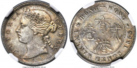 British Colony. Victoria 20 Cents 1866 MS62 NGC, KM7, Prid-17A. The first year of issue for this popular type and a scarce offering, especially in Min...