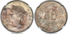 British Colony. Victoria 50 Cents 1891 MS61 NGC, KM9.1, Prid-7. A scintillating representative gently veiled in lilac tones and muted mint brilliance ...