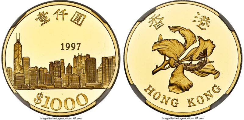Special Administration Region gold Proof "Return to China" 1000 Dollars 1997 PR7...
