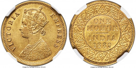 British India. Victoria gold Mohur 1889-(c) AU Details (Rim Filing) NGC, Calcutta mint, KM496, Prid-23, S&W-6.16. A scintillating representative of th...