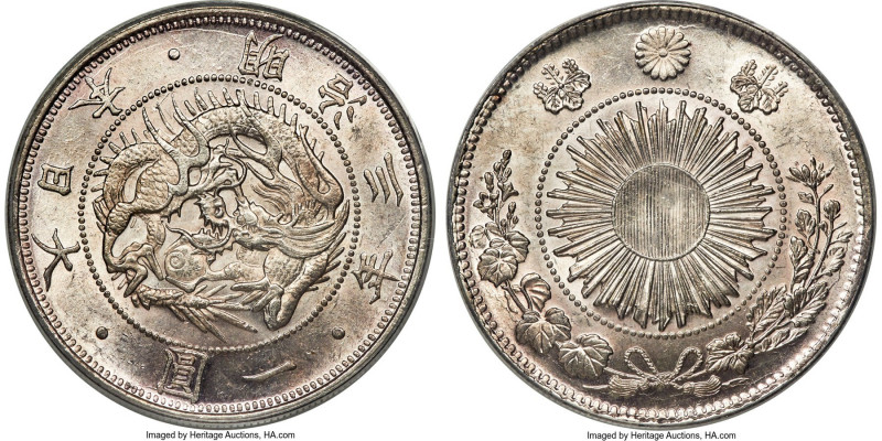 Meiji Yen Year 3 (1870) MS62 PCGS, Osaka mint, KM-Y5.2, JNDA 01-9. Type 2. Imbue...