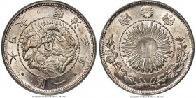 Meiji Yen Year 3 (1870) MS62 PCGS, Osaka mint, KM-Y5.2, JNDA 01-9. Type 2. Imbued with an impressive watery depth across scintillating white fields, w...