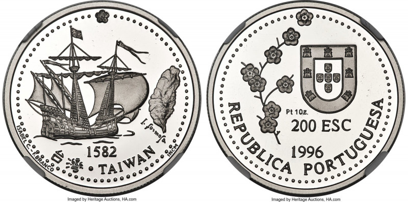 Republic platinum Proof "Portuguese Discovery of Taiwan" 200 Escudos 1996-INCM P...