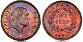British Protectorate. Charles V. Brooke Specimen Cent 1929-H SP65 Red and Brown PCGS, Heaton mint, KM18. This sharp offering exhibits vibrant red colo...