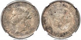British Colony. Victoria 50 Cents 1898 MS61 NGC, KM13, Prid-25. Decidedly well struck with crisply embossed legends and details to Victoria's hair, wh...