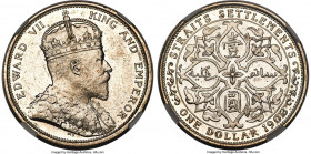 British Colony. Edward VII Dollar 1903-B MS61 NGC, Bombay mint, KM25, Prid-2. Raised "B" mintmark. Frosty and nearly blast white, with light scuffs an...