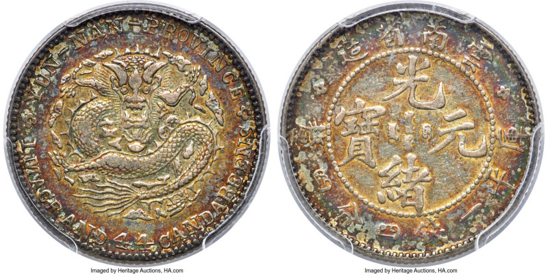 Yunnan. Pair of Certified 20 Cents PCGS, 1) Kuang-hsü 20 Cents ND (1908) - VF35,...