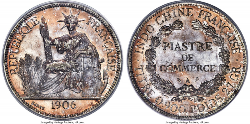 French Colony Piastre 1906-A MS63 PCGS, Paris mint, KM5a.1, Lec-289. Choice Mint...