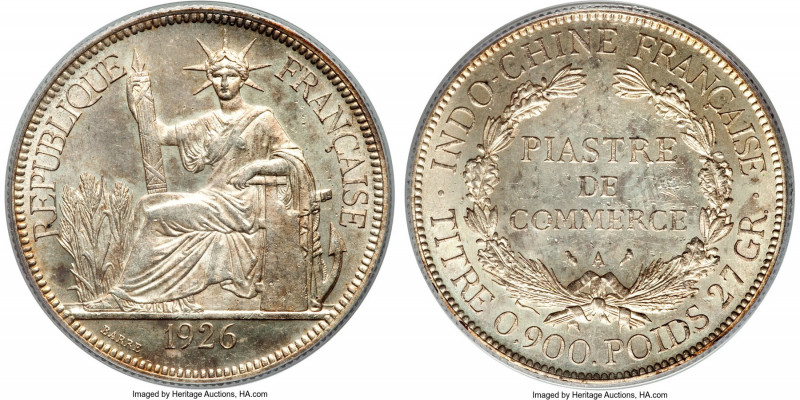 French Colony Piastre 1926-A MS63 PCGS, Paris mint, KM5a.1, Lec-302. Benefitting...