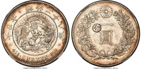 Meiji Counterstamped Yen Year 30 (1897) AU58 NGC, cf. KM-Y28a.5 (there, with counterstamp to the right). Gin counterstamp to left of characters. Count...