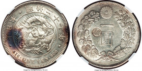 Meiji Counterstamped Yen Year 30 (1897) AU58 NGC, cf. KM-Y28a.5 (there, with counterstamp to the right). Gin counterstamp to left of characters. Count...