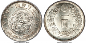Meiji Yen Year 36 (1903) MS63 PCGS, KM-YA25.3, JNDA 01-10A. A fully struck representative of this dragon type yielding sharp definition at every turn....