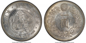 Meiji Yen Year 36 (1903) MS62 PCGS, KM-YA25.3, JNDA 01-10A. An intensely frosted emission demonstrating full clarity to the dragon's scales and contou...
