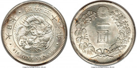 Meiji Yen Year 39 (1906) MS62 PCGS, KM-YA25.3, JNDA 01-10A. Veiled in a delicate silver patina overlying consistently crisp detail. 

HID09801242017...