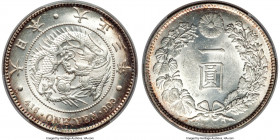 Taisho Yen Year 3 (1914) MS62 PCGS, KM-Y38, JNDA 01-10A. Endowed with a fetching glassy luster and embellished by a graduated ring of hazelnut-brown c...