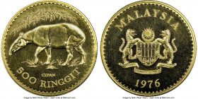 Constitutional Monarchy gold "Malayan Tapir" 500 Ringgit 1976 MS62 NGC, KM21. Mintage: 2,894. Conservation series. A scintillating example of this lar...