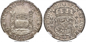 Charles III 8 Reales 1762 Mo-MM AU58 NGC, Mexico City mint, KM105, Cal-1080. Tip of cross between H and I in legend. Exhibiting reflective surfaces pe...
